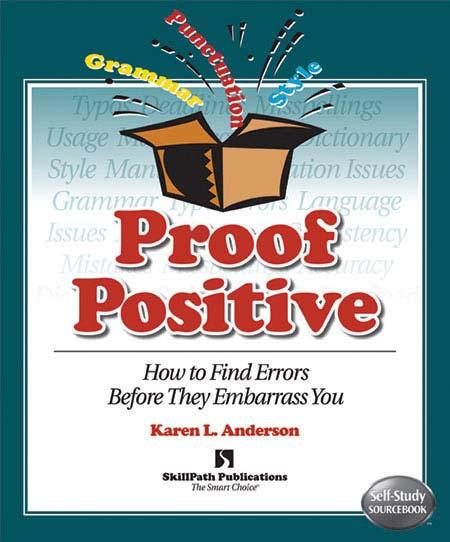 Image of a book cover with the title Proof Positive. There is a drawing of an open box with words coming out of the top on the cover.