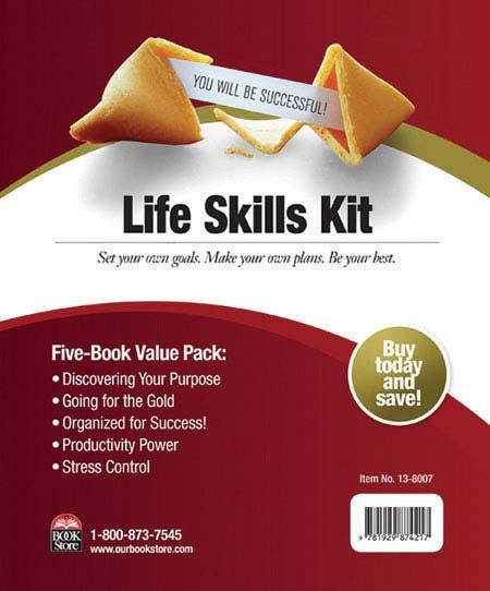 Image of a book cover with the title Life Skills Kit. There is an image of a fortune cookie at the top of the book cover.