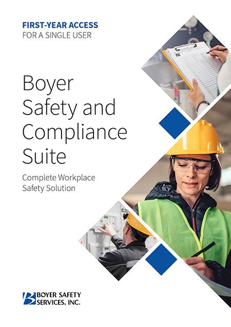 Image of a book cover with the title Boyer Safety and Compliance Suite. There are individuals in hardhats on the cover.